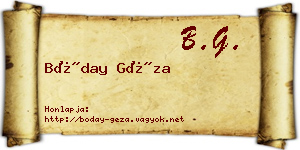 Bóday Géza névjegykártya