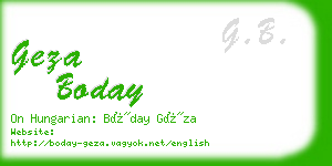 geza boday business card